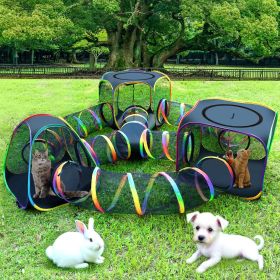 Portable Cat Enclosure - 7-in-1 Outdoor Catio with Tent & Tunnel, Foldable Playpen for Indoor Cats